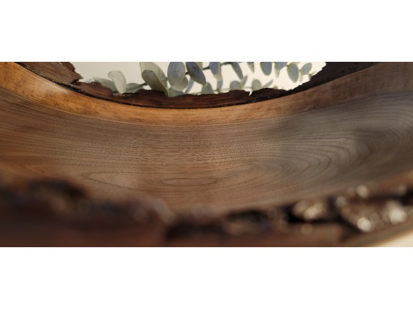 Black Walnut LIVE Edge Winged Bowl - Large | Sealed w/Polyurethane & Buffed to a Matte Finish